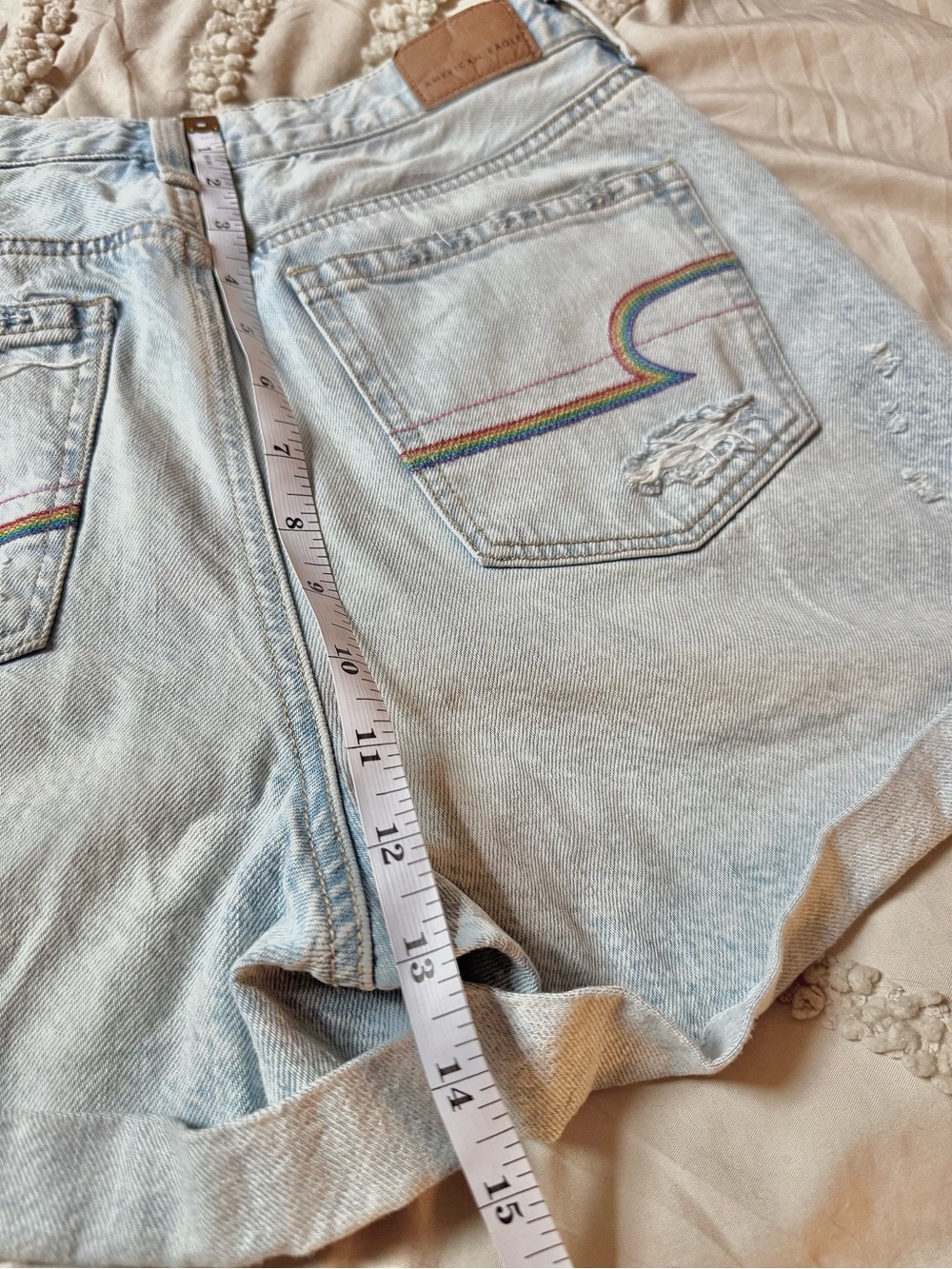 American Eagle Light Wash Distressed Denim Shorts - size 4